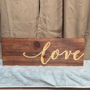 Wooden Love Sign - Brown and Gold